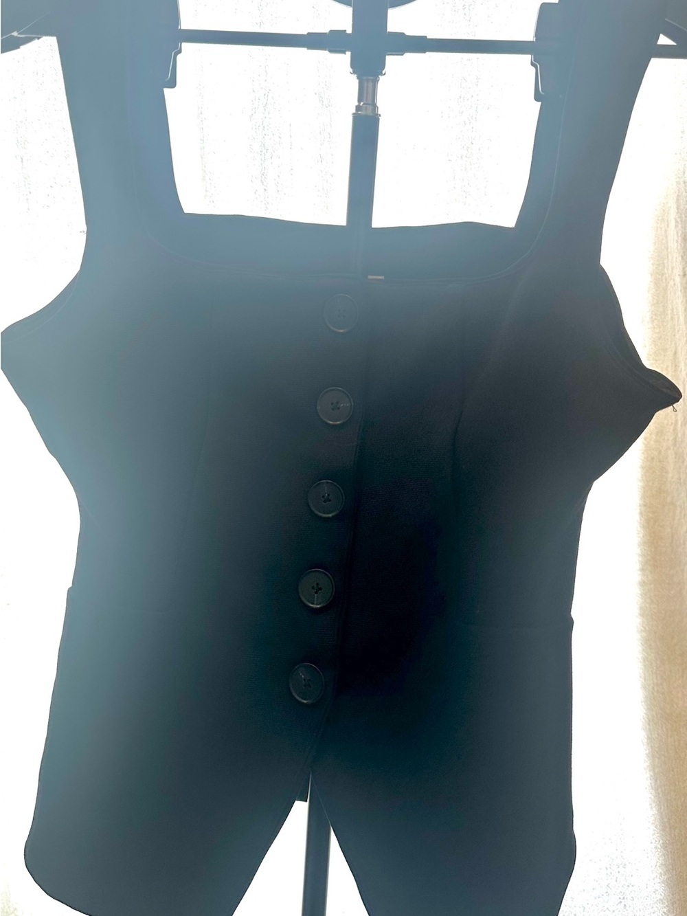 Black Button-Front Women's Peplum Vest/Tank